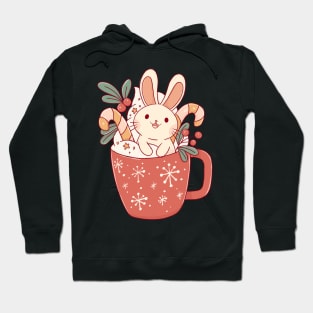 Christmas bunny in cup Hoodie